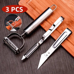 3pcs Multifunctional Stainless Steel Vegetable Peeler Set